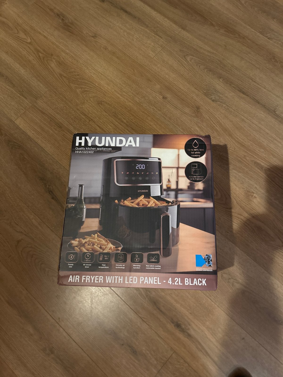 Nieuwe Hyundai Airfryer met LED Paneel - 4.2L Zwart, Ophalen of Verzenden, Nieuw, Airfryer