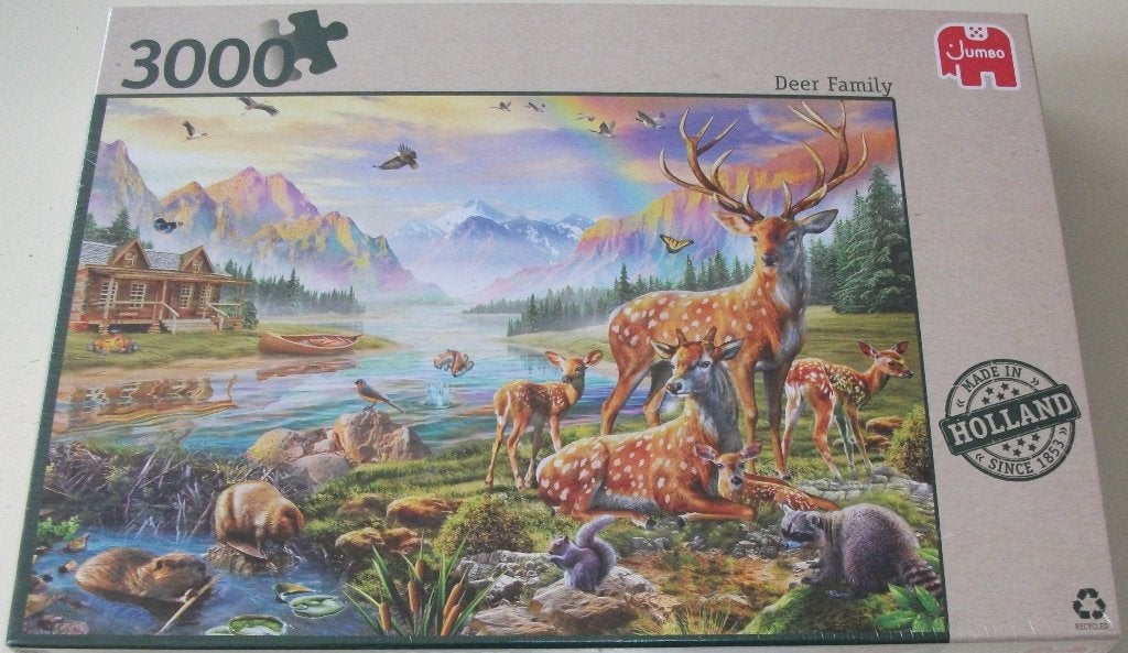 Puzzel *** HERTENFAMILIE *** 3000 stukjes Jumbo *NIEUW*, Hobby en Vrije tijd, Ophalen of Verzenden, Meer dan 1500 stukjes, Nieuw