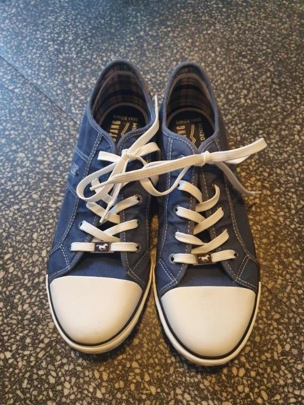 Als nieuw! blauwe gympen van Mustang maat 43!, Mustang, Verzenden, Blauw, Sneakers of Gympen