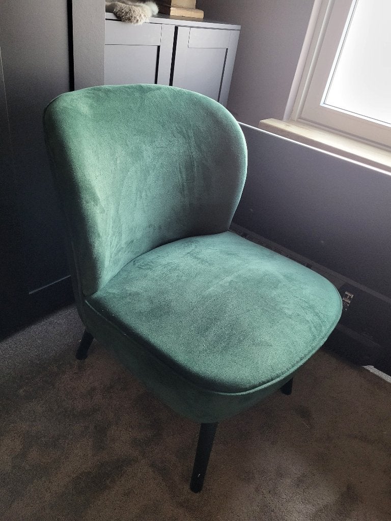 Velvet groene fauteuil, Ophalen, Overige kleuren, Zo goed als nieuw, Eén