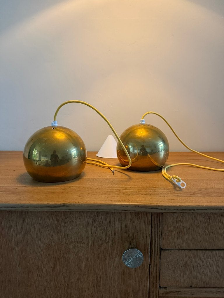 Set Deense messing design lamp - Louis Poulsen Topan Style, Huis en Inrichting, Gebruikt, Scandinavisch, X, Metaal