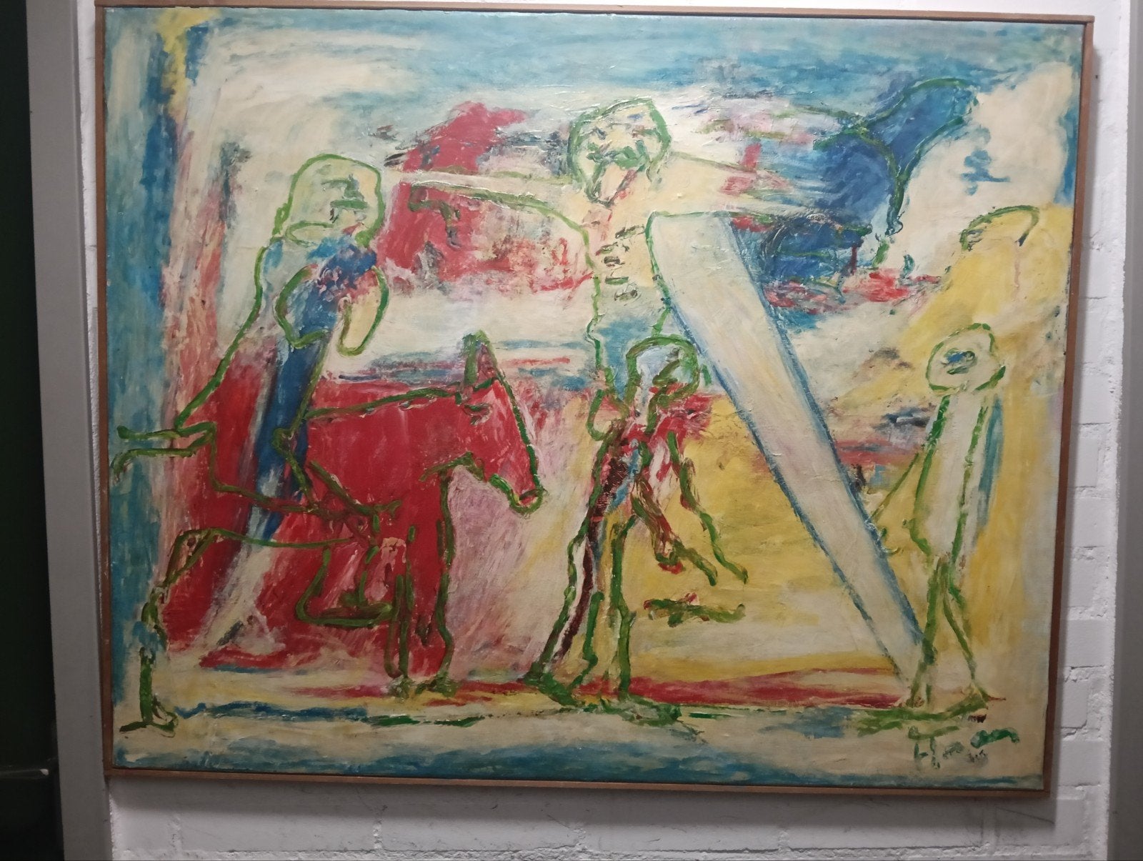 Pieter Haan (1926-2015) -  Symbolisch - De Boodschap - 1970, Ophalen of Verzenden, Expressionistisch, Olieverf, Overige onderwerpen