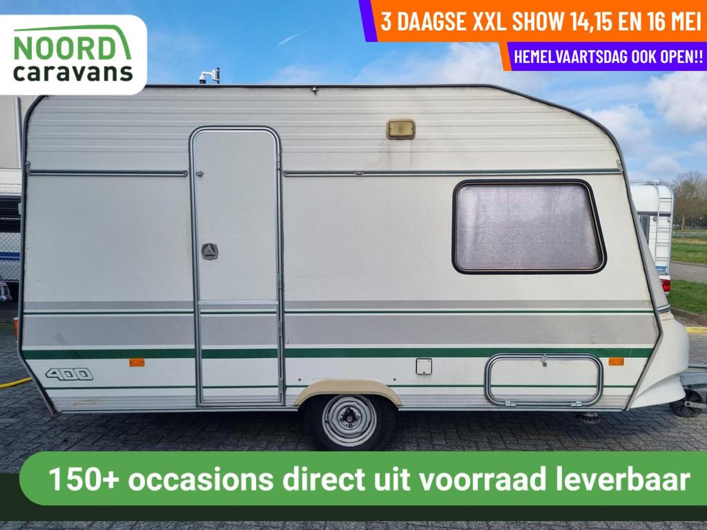 Chateau LA CAR TROPHEE 400 ENKELE BEDDEN + VOORTENT + TOILET, Caravans en Kamperen, Chateau, Tot en met 2, Bedrijf, 5 tot 6 meter