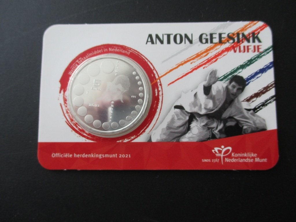 Coincard het Anton Geesink vijfje 2021, Ophalen of Verzenden, Koningin Beatrix, Euro's, Setje