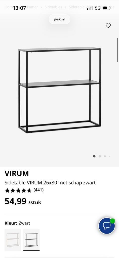 Zwart metalen rek met twee planken, Ophalen of Verzenden, Zo goed als nieuw