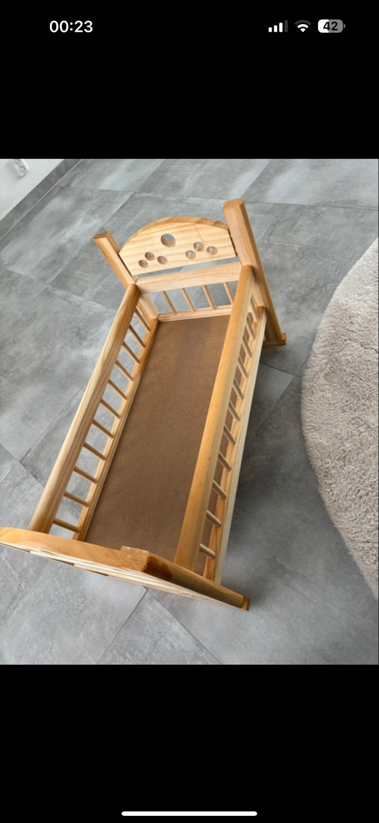 Houten poppenwiegje met beddengoed, Ophalen of Verzenden, Nieuw, Jongen of Meisje