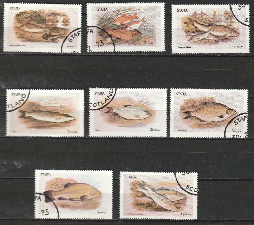 4574. Schotland - Staffa 8 zegels gest. Vissen, Postzegels en Munten, Ophalen of Verzenden, Gestempeld