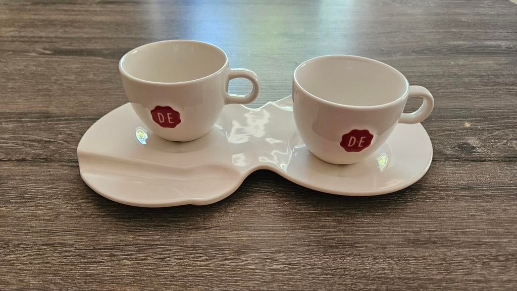 DE Espresso kopjes met schotel, Keramiek, Ophalen of Verzenden, Zo goed als nieuw, Effen