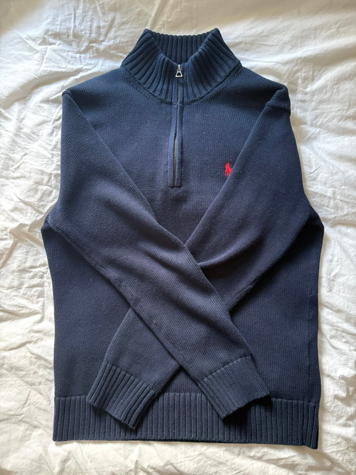 Ralph Lauren Katoenen Quarter Zip, Hunter Navy, Maat S, Kleding | Heren, Truien en Vesten, Ophalen of Verzenden, Zo goed als nieuw