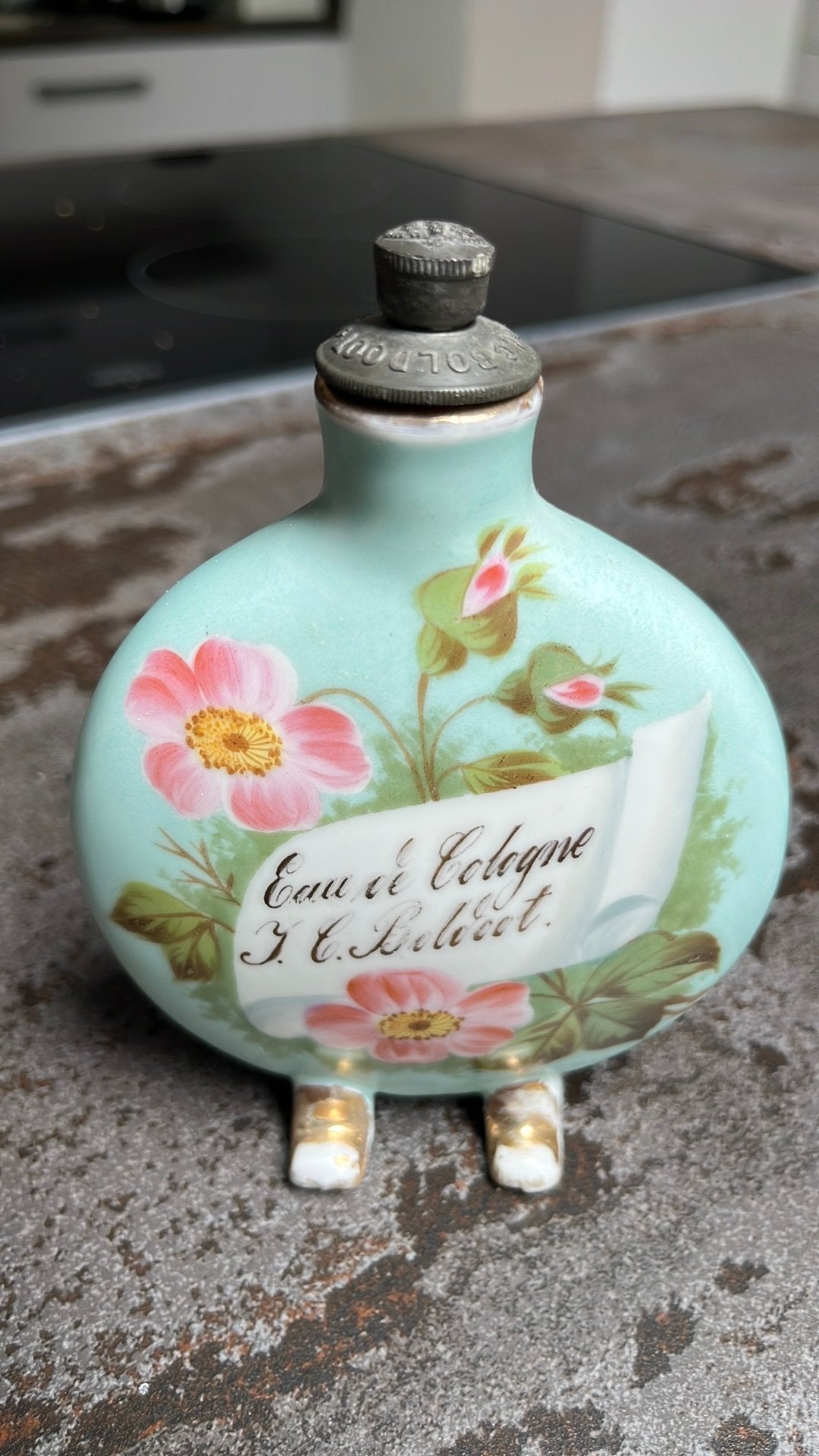 antieke, porseleinen Eau de Cologne-flesje van J.C. Boldoot, Antiek en Kunst, Ophalen of Verzenden