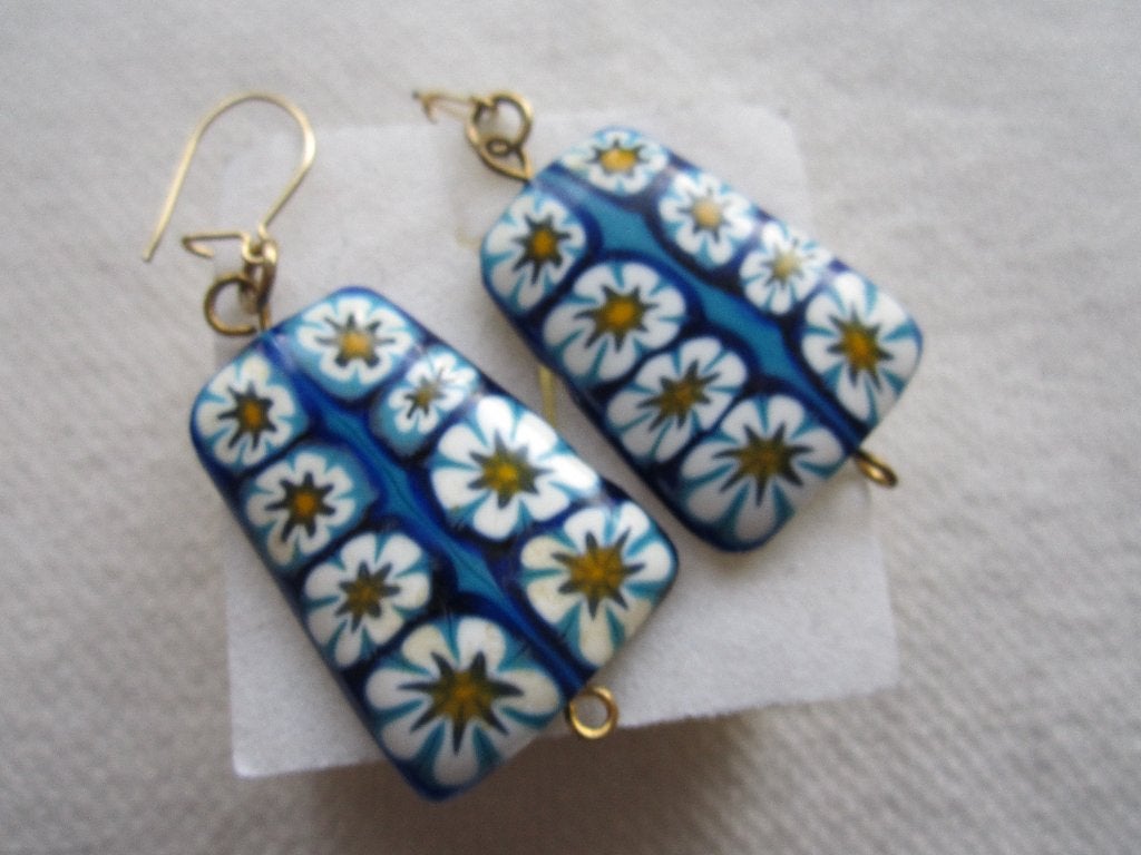 36.  Schiterende oude oorbellen, porselein, apart, Sieraden, Tassen en Uiterlijk, Antieke sieraden, Ophalen, Overige materialen