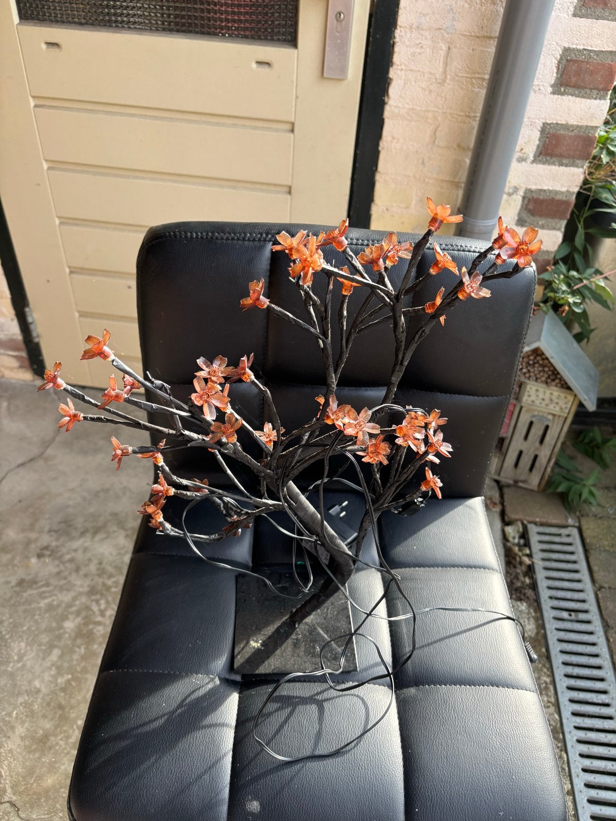 Sfeervolle LED-boom met oranje bloesem, Ophalen of Verzenden, Gebruikt, Kunststof, Oranje
