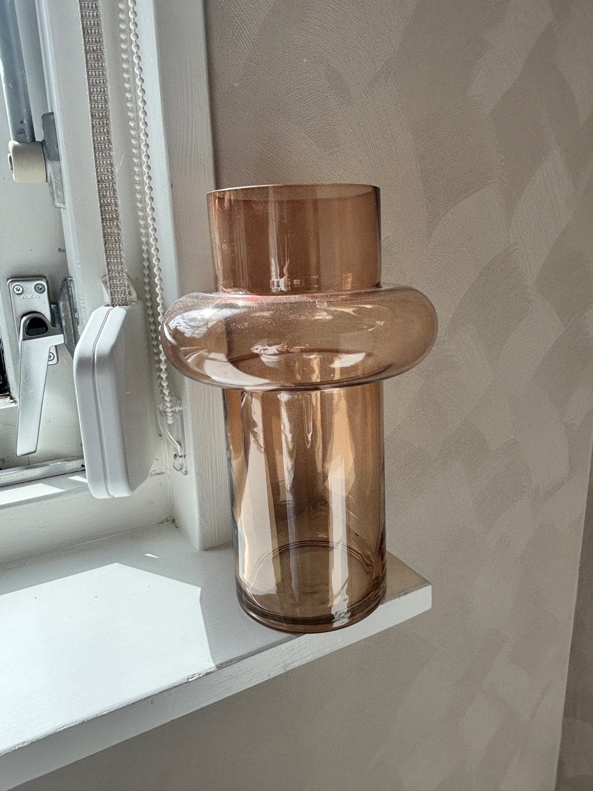 Glazen vaas in amberkleur - Zo goed als nieuw, Overige kleuren, Ophalen of Verzenden, Geschikt voor droogbloemen, Glas