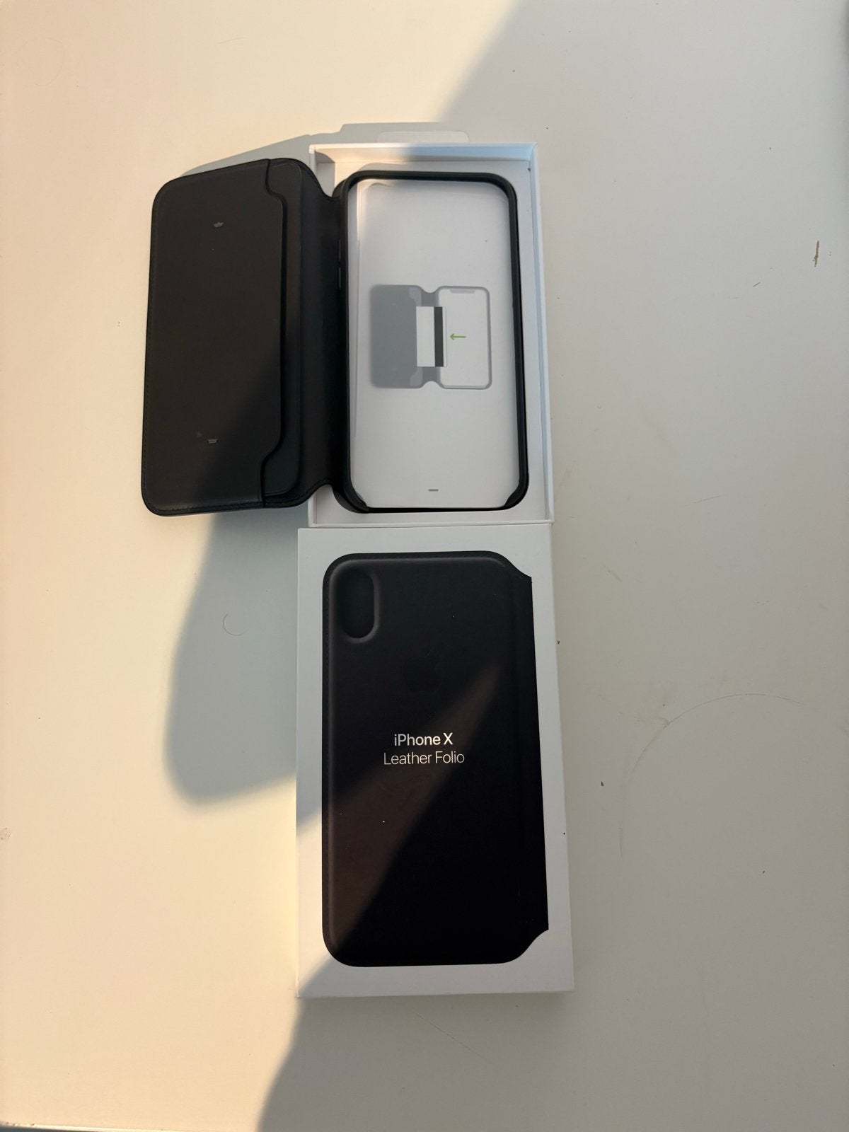 Origineel Apple iPhone X Leather Folio Hoesje Zwart, Ophalen, Zwart, Hoesje of Tasje, Zo goed als nieuw