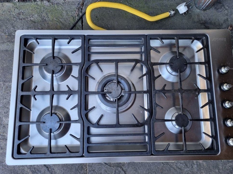 Smeg Gaskookplaat met Wokbrander - RVS Inbouw, Witgoed en Apparatuur, Kookplaten, Ophalen of Verzenden