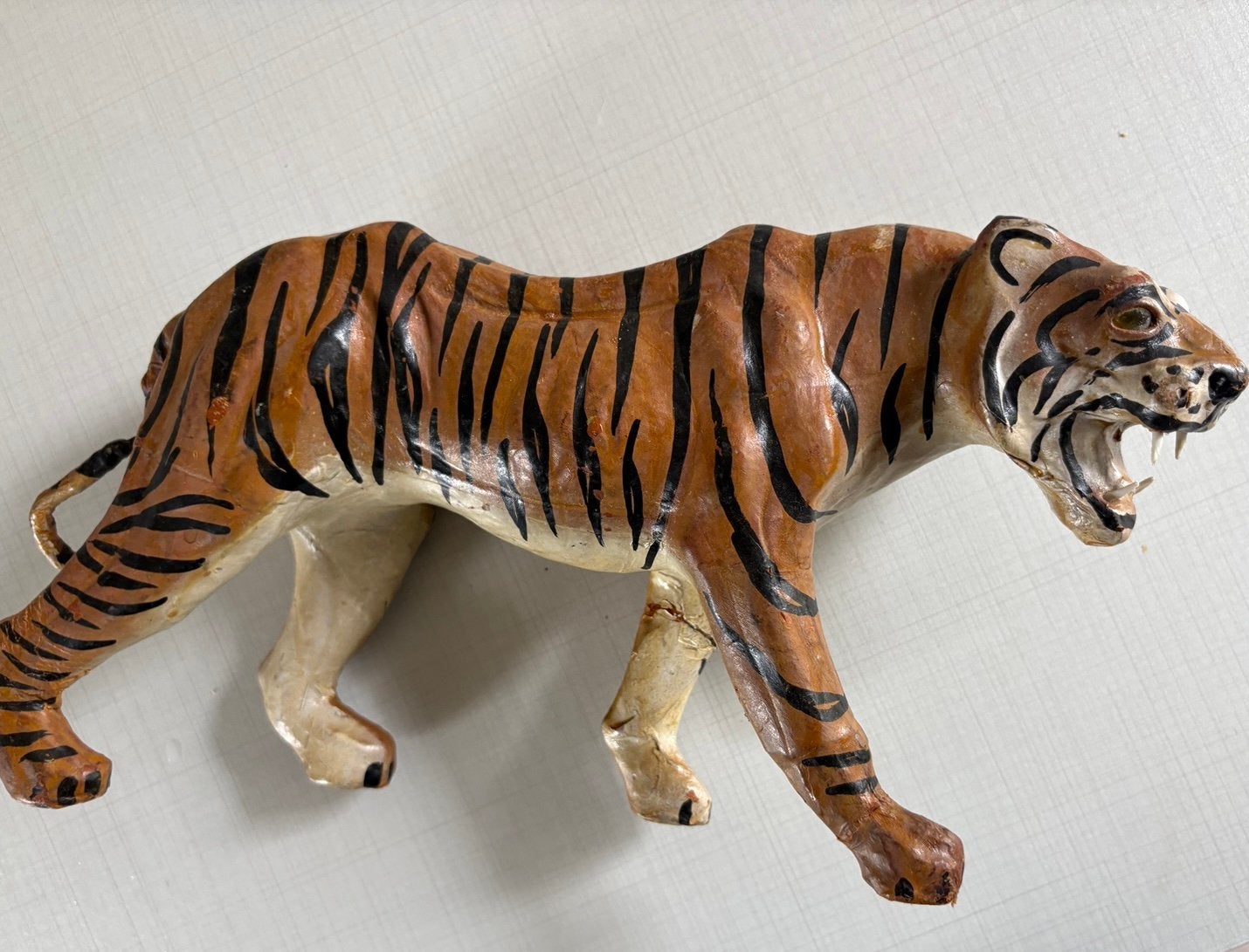 Vintage tijger beeld papier mache leer, Ophalen of Verzenden