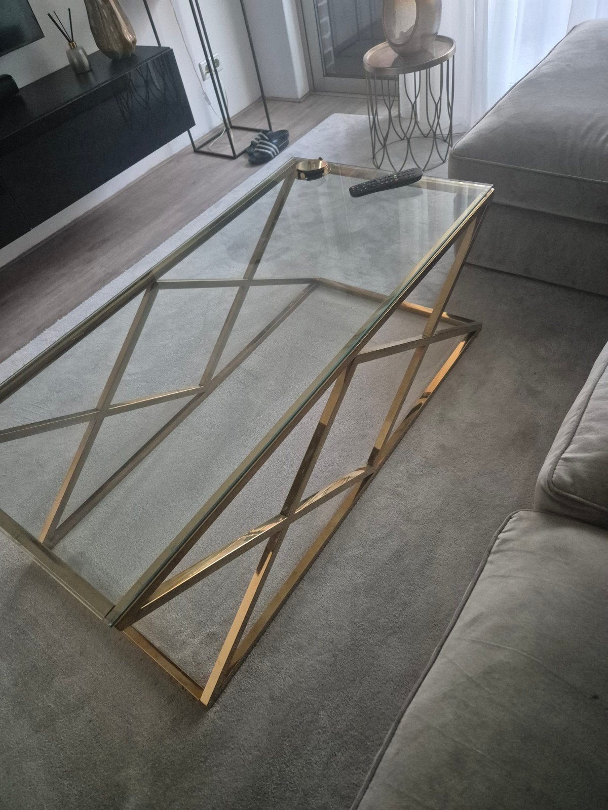 salontafel glas, Ophalen, Gebruikt, 100 tot 150 cm, 50 tot 100 cm