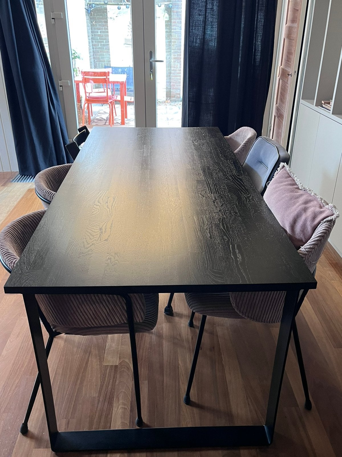 WOOOD Tablo eettafel | Zwart eiken | 200 x 90 cm | C-poten, Huis en Inrichting, Tafels | Eettafels, Ophalen, Gebruikt, 200 cm of meer