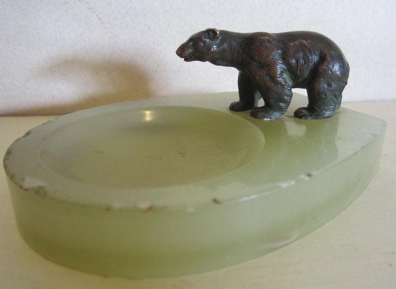 Antiek Weens bronsje ijsbeer, pintray, Vienna brons Wiener, Antiek en Kunst, Minder dan 20 cm, Verzenden, Beeld, Brons