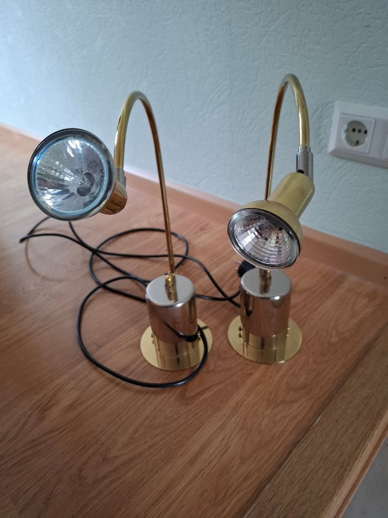 Elegante vintage bureaulamp in goud en zilver, Gebruikt, Vintage, Meerkleurig, Nachtlamp
