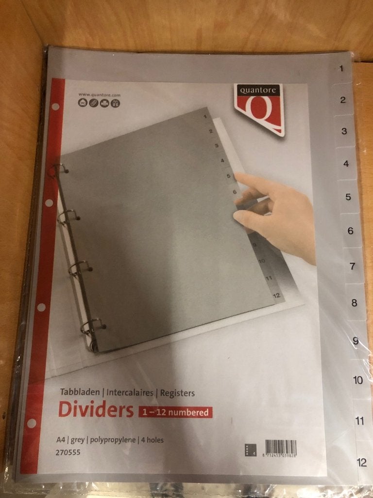 Tabbladen A4 grijs genummerd 1 - 12, Diversen, Bureau-accessoires, Ophalen of Verzenden, Nieuw