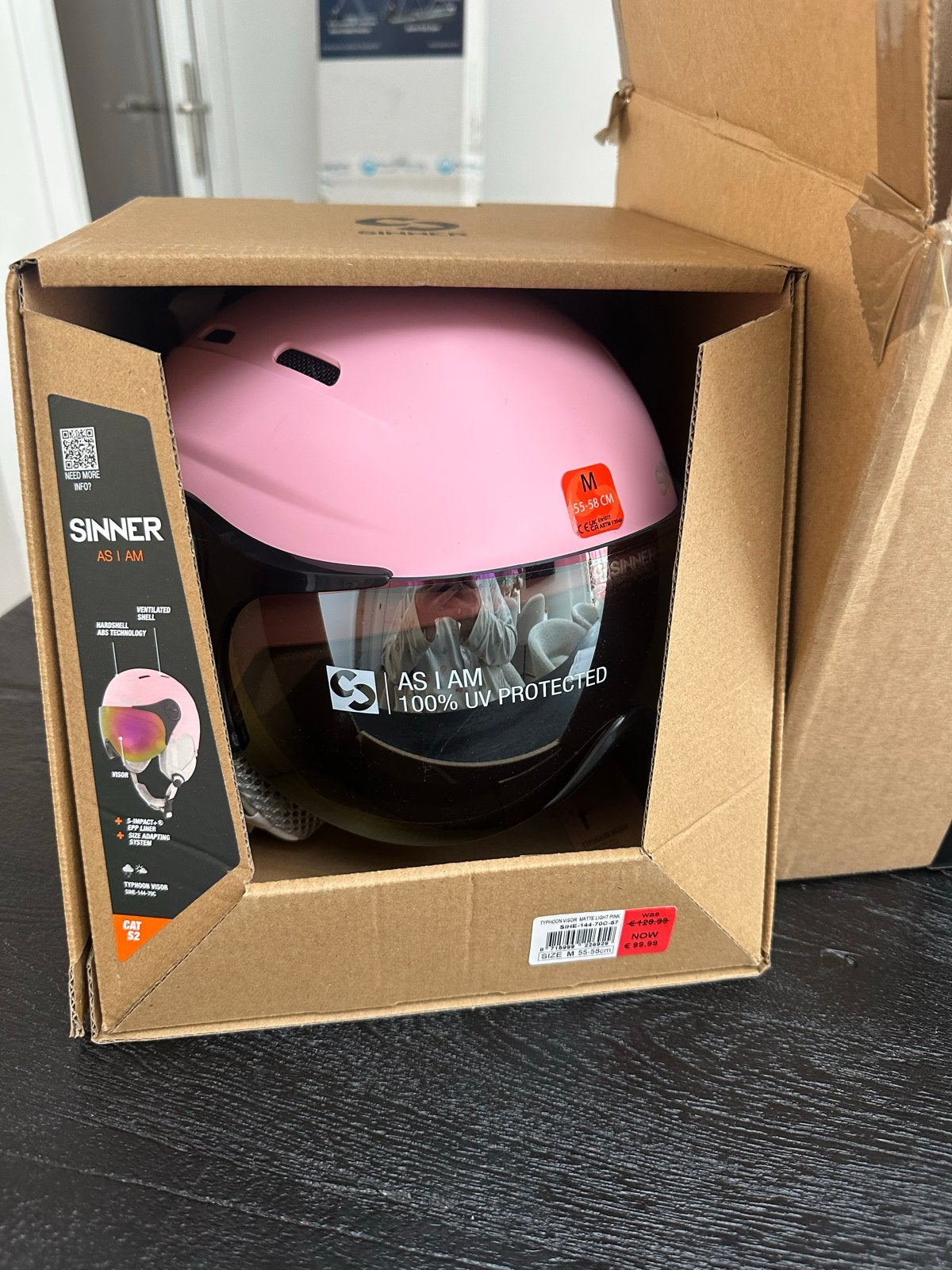 SINNER TYPHOON VISOR Skihelm - Lichtroze (Nieuw in verpakkin, Overige merken, Overige typen, Nieuw, Ophalen of Verzenden
