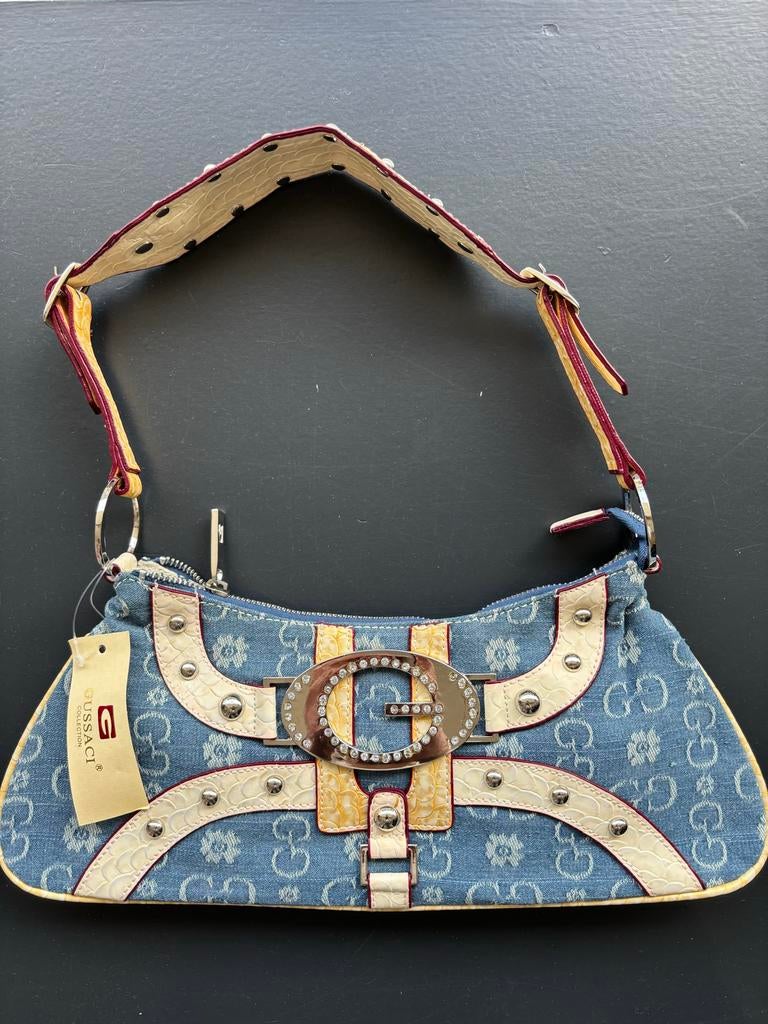Vintage Y2K Gussaci Denim Tas - Nieuw, Ophalen of Verzenden, Nieuw, Blauw, Schoudertasje