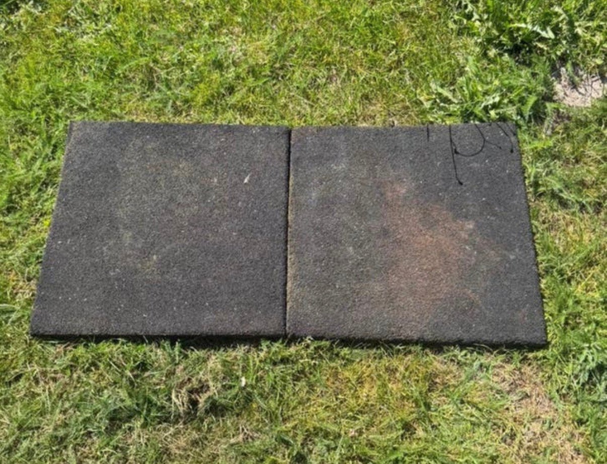 Rubberen tegels ca 50x50x3 dak speeltoestel zwembad ruim 5m2, Ophalen, Gebruikt, Rubber, 5 tot 10 m²