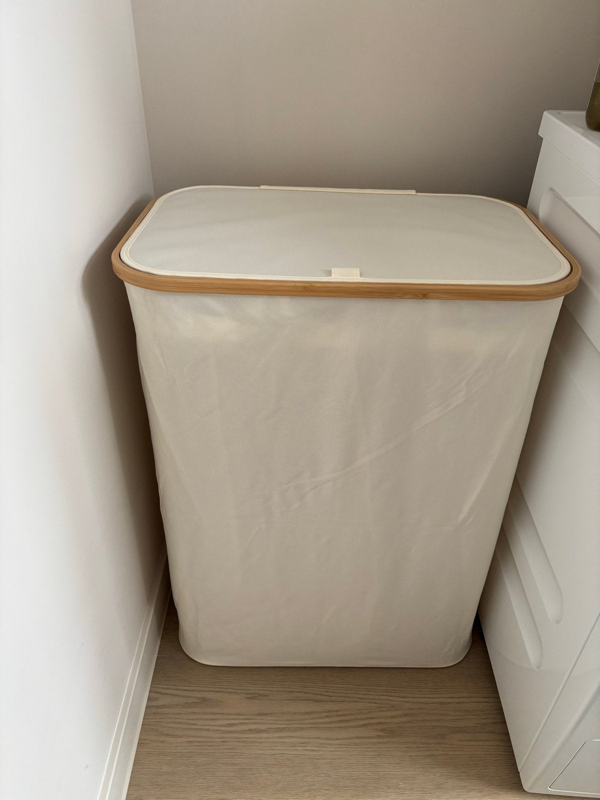 Wasmand met 3 vakken en deksel - Beige, Ophalen, Zo goed als nieuw