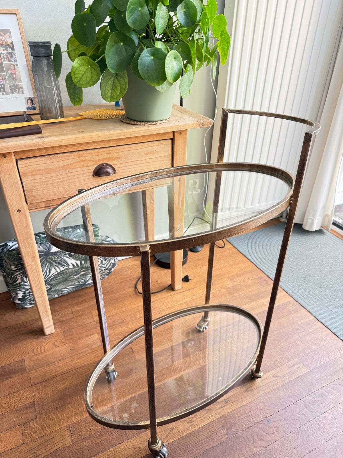 Vintage Mini Bar Push Trolley, Ophalen, Gebruikt, Klassiek, Goud