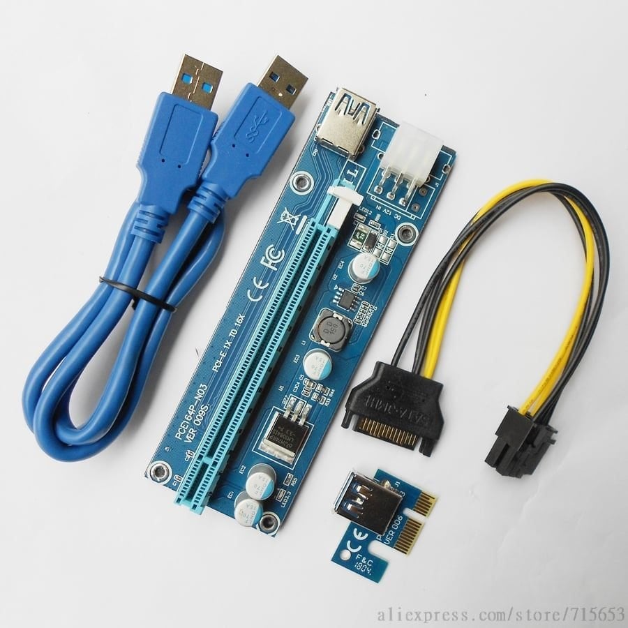 PCIe Riser met USB 3.0 en 6Pin voeding (Versie 009S), Computers en Software, Ophalen of Verzenden, Nieuw