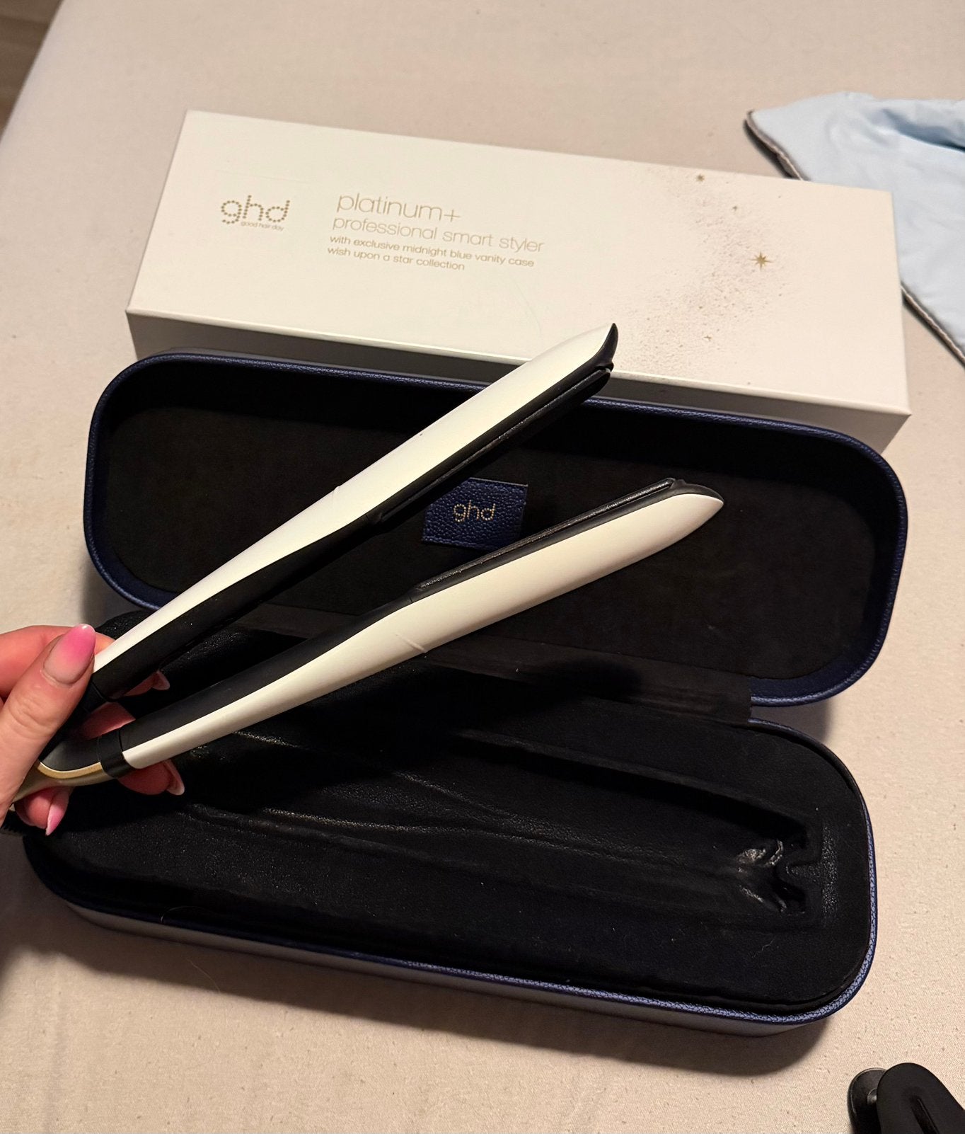 GHD Platinum+ Stijltang met Luxe Reisetui - Zo goed als nieu, Ophalen of Verzenden, Zo goed als nieuw, Haarverzorging