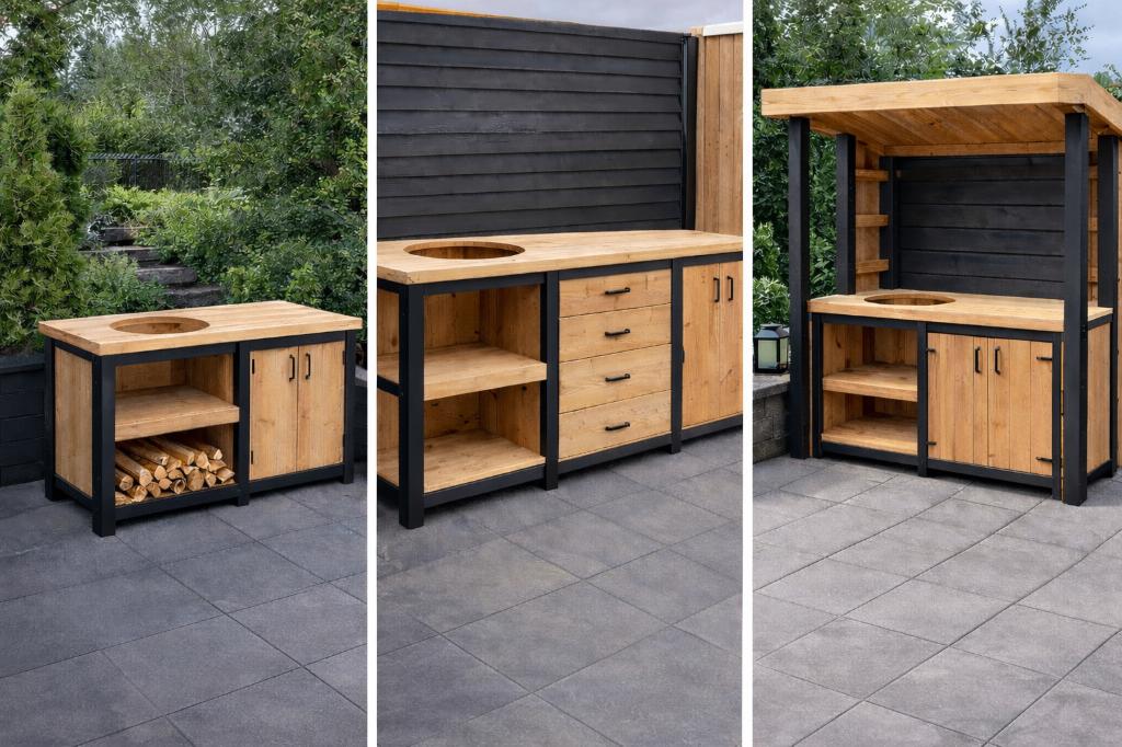Douglas buitenkeuken op maat | BBQ tafel | Kamado meubel, Ophalen, Maatwerk, Houtskool, Nieuw