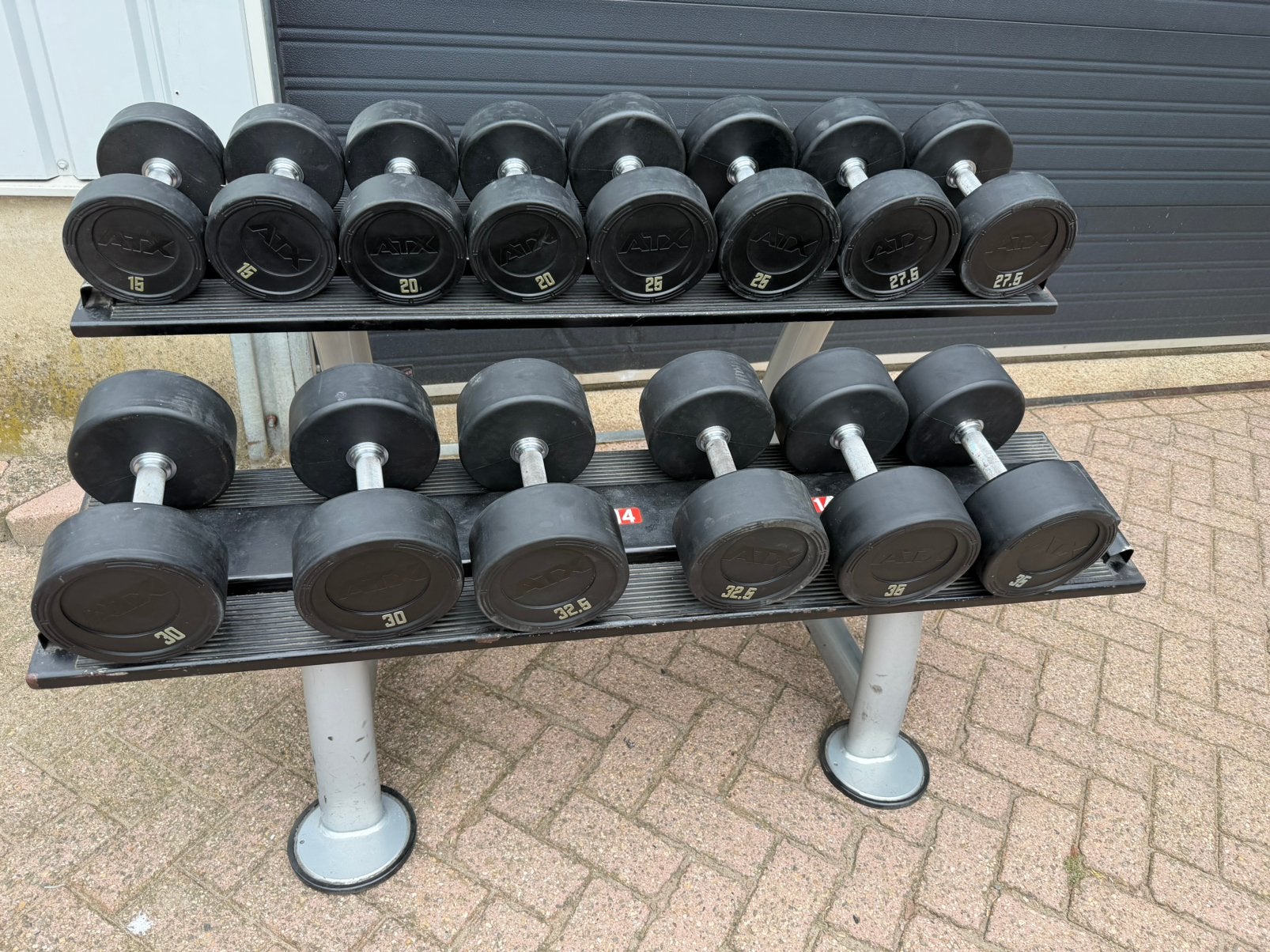 Atx Rubberen Dumbells 15kg t/m 37,5kg + Dumbells Opbergrek