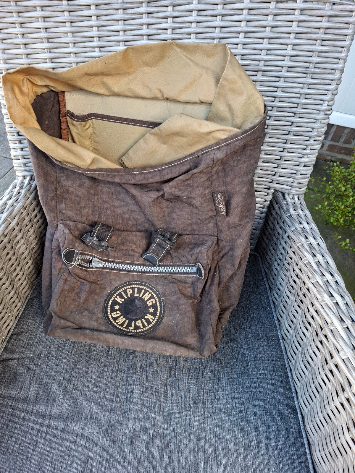 Gebruikte Kipling rugtas - Bruin, 45 tot 60 cm, Gebruikt, Kipling, 25 tot 40 cm