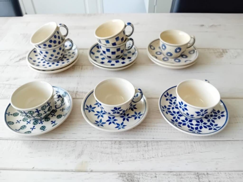 8 Bunzlau Castle espresso kop en schotels, Antiek en Kunst, Ophalen of Verzenden
