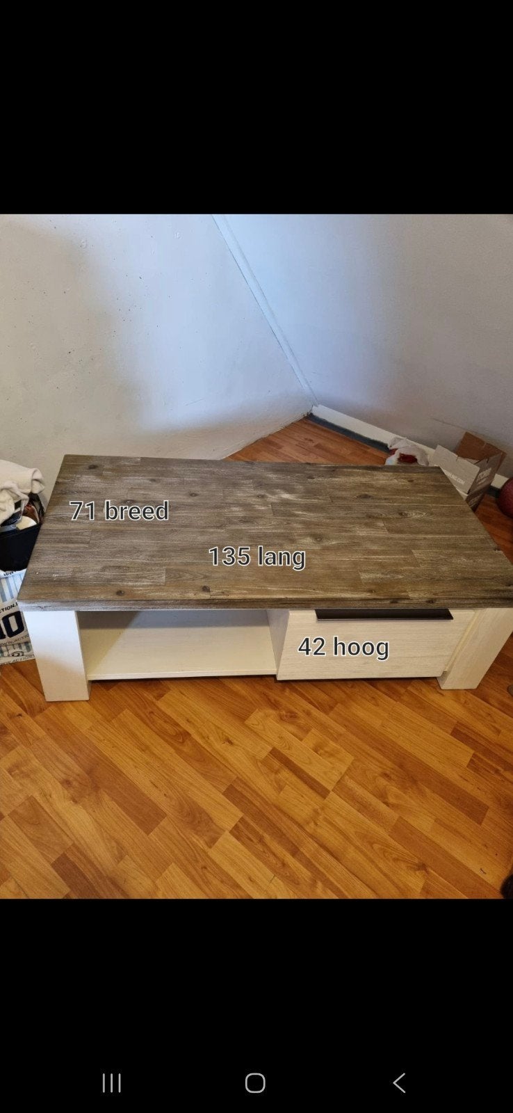 Salontafel met lade en opbergruimte, Ophalen, Gebruikt, 100 tot 150 cm, 50 tot 100 cm