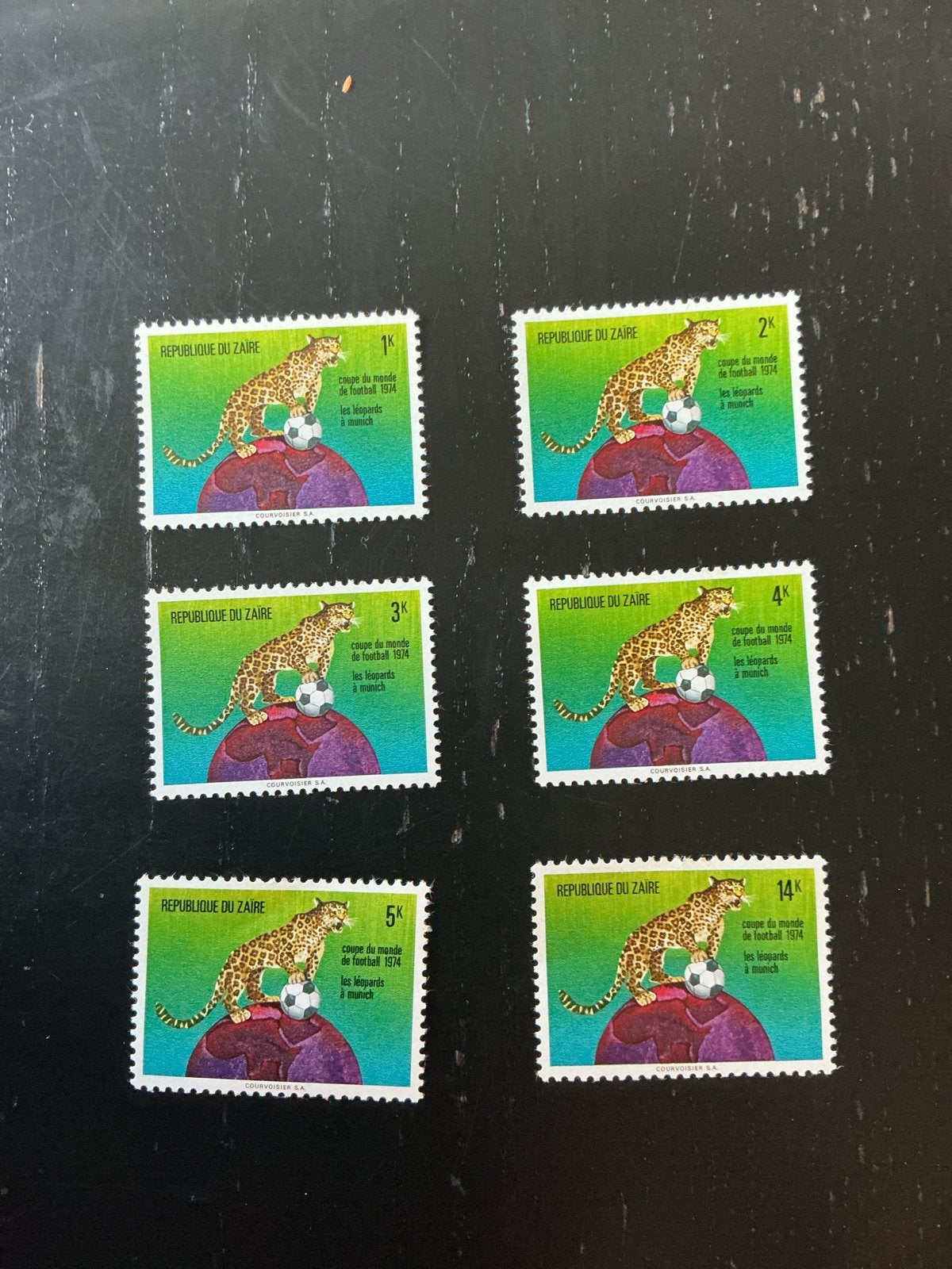 Zaire 1974 WK Voetbal Postzegels - Leopards, Ophalen of Verzenden, Postfris, Sport
