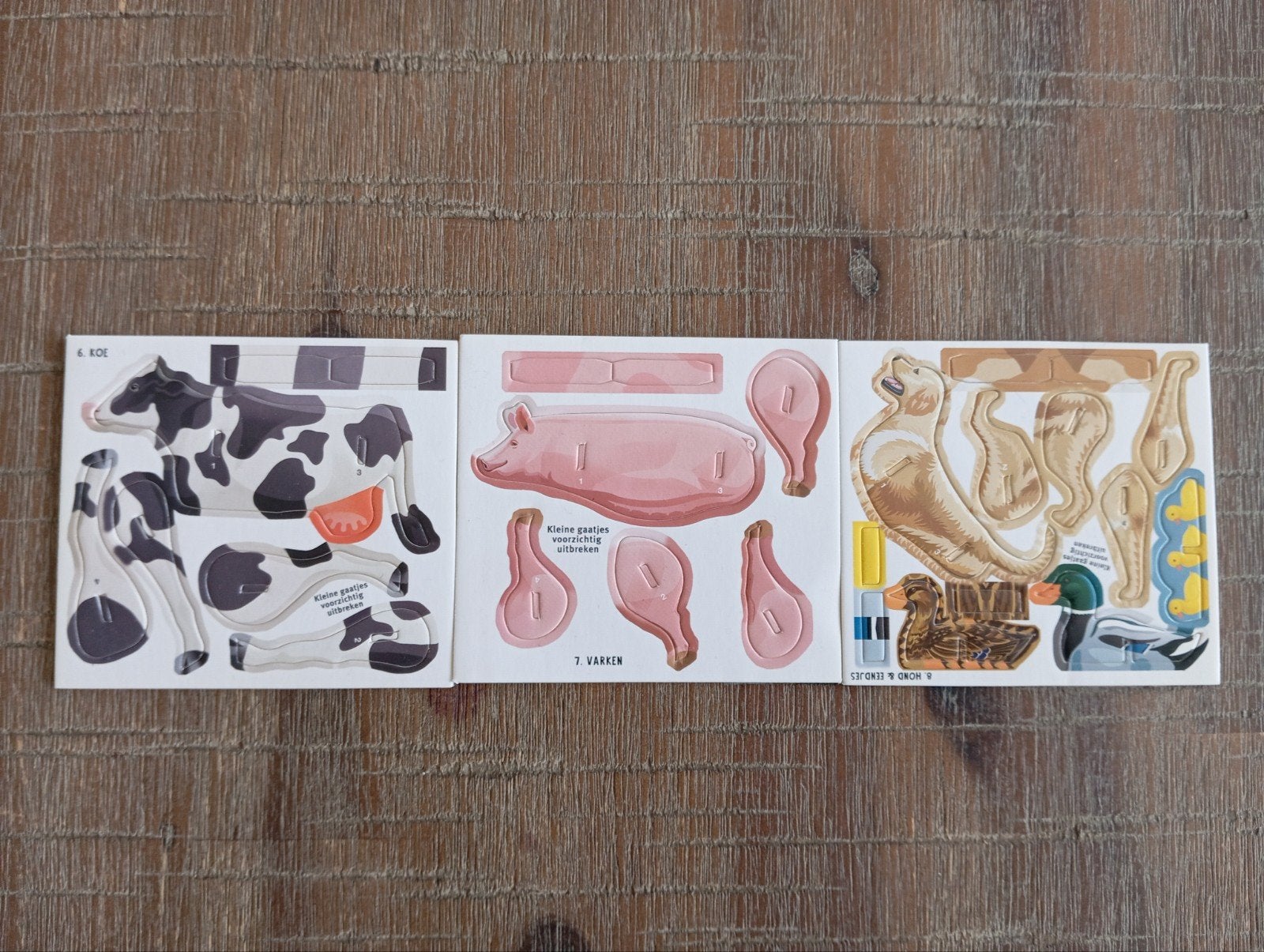 3D Dieren Knutselsets: Koe, Varken, Hond met Eenden, Ophalen of Verzenden, Knutselen