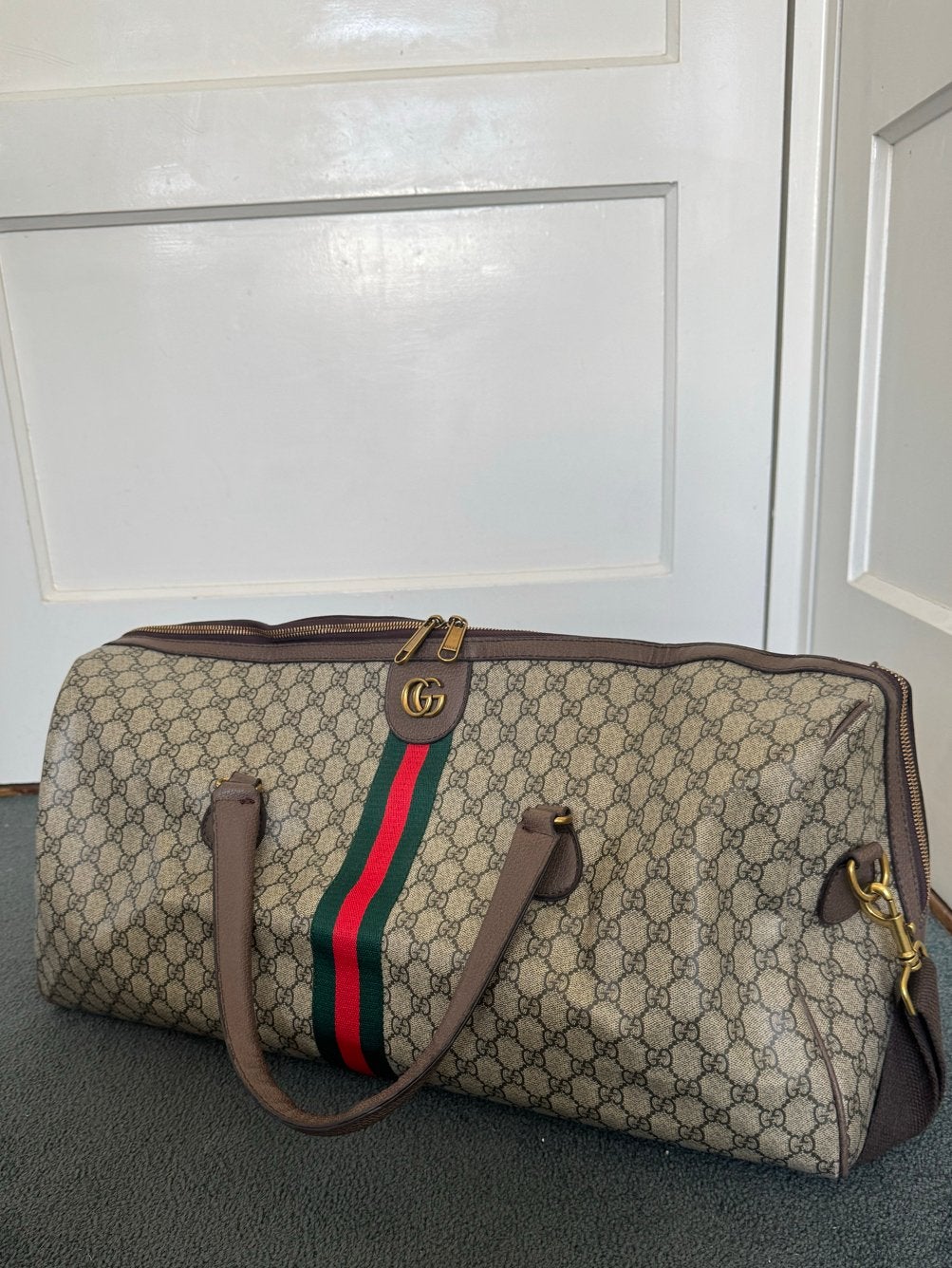 Gucci Duffel Bag, Sieraden, Tassen en Uiterlijk, Tassen | Reistassen en Weekendtassen, 20 tot 30 cm, Bruin, Nieuw, Ophalen of Verzenden