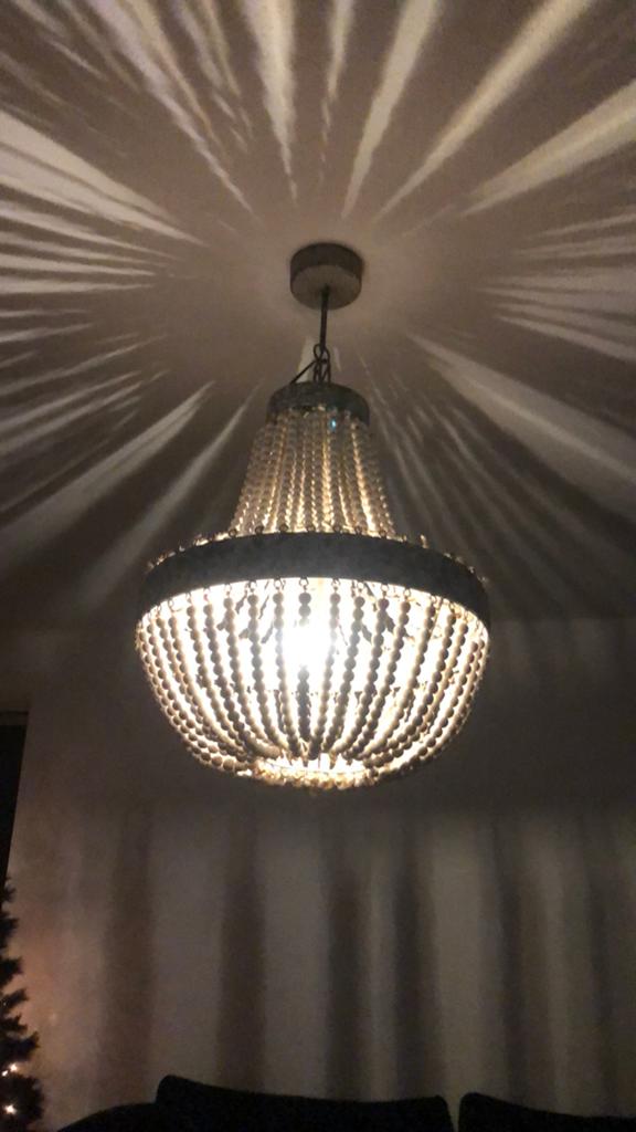 Grote prachtige kralenlamp, Ophalen of Verzenden, Nieuw, Hout