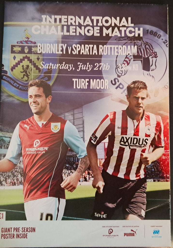 Burnley - Sparta 2016/2017, Verzamelen, Sportartikelen en Voetbal, Ophalen of Verzenden, Zo goed als nieuw, Sparta, Boek of Tijdschrift