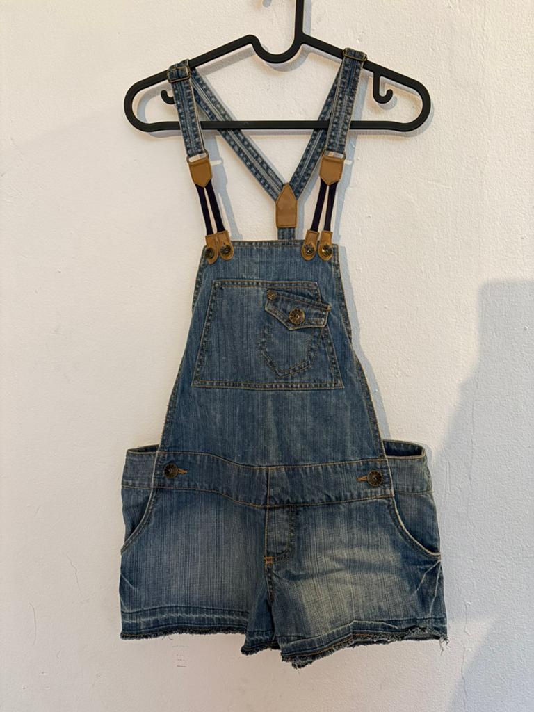 Leuke denim korte tuinbroek met verstelbare bandjes, Kort, Blauw, Ophalen of Verzenden, Maat 36 (S)