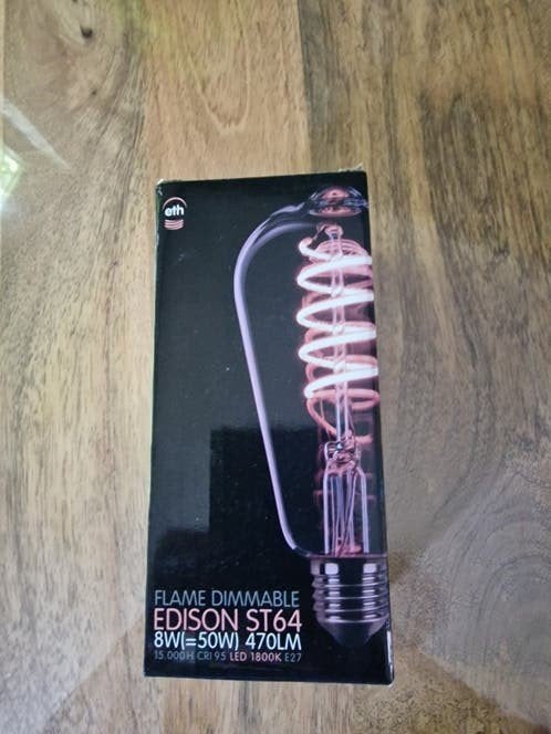 ETH Edison ST64 LED Flame Dimbaar 8W (50W) 1800K E27, Nieuw, Glas, Dimbaar, Vintage
