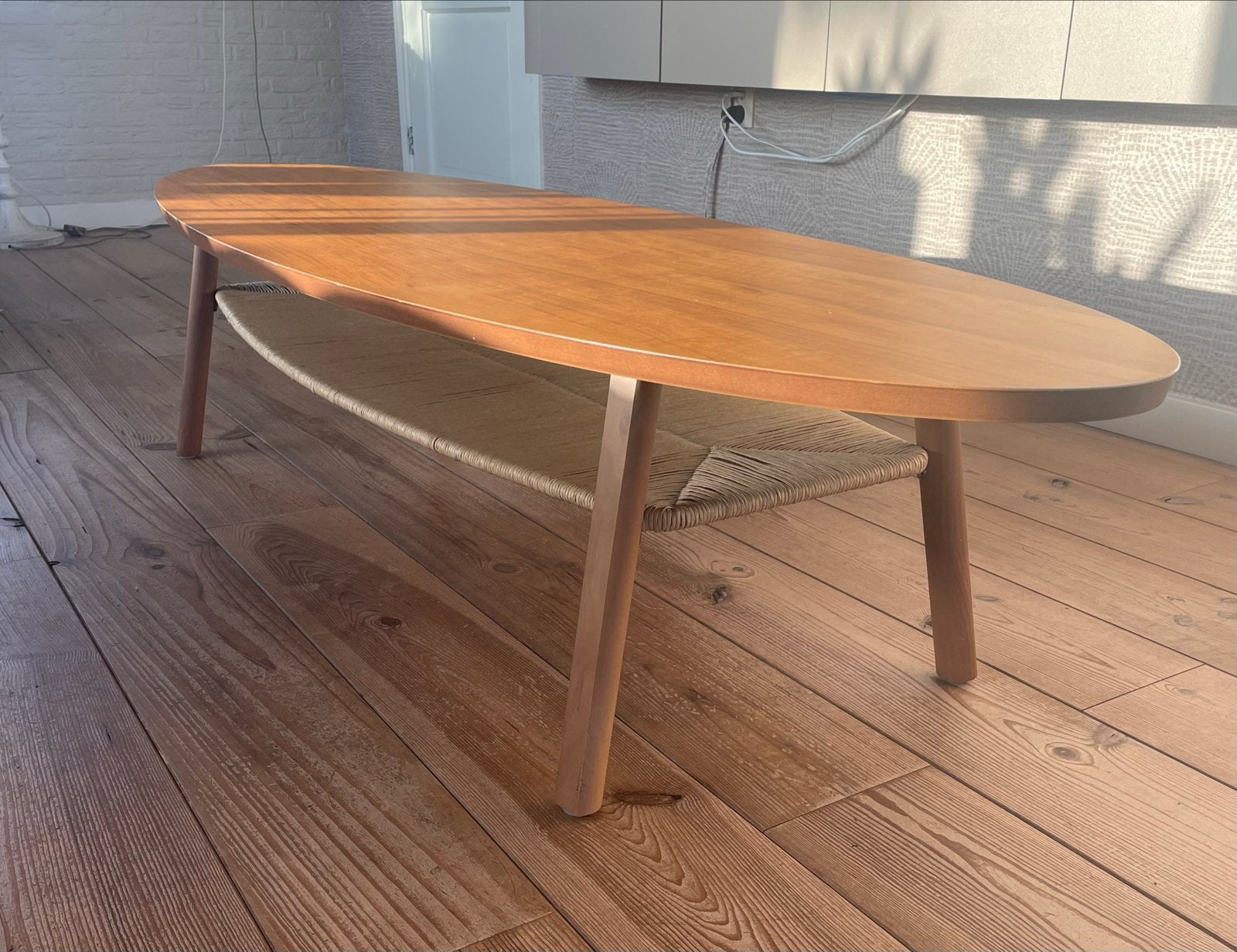 Stockholm ikea Ovale salontafel, Huis en Inrichting, Ophalen, 50 tot 100 cm, Zo goed als nieuw, 150 tot 200 cm