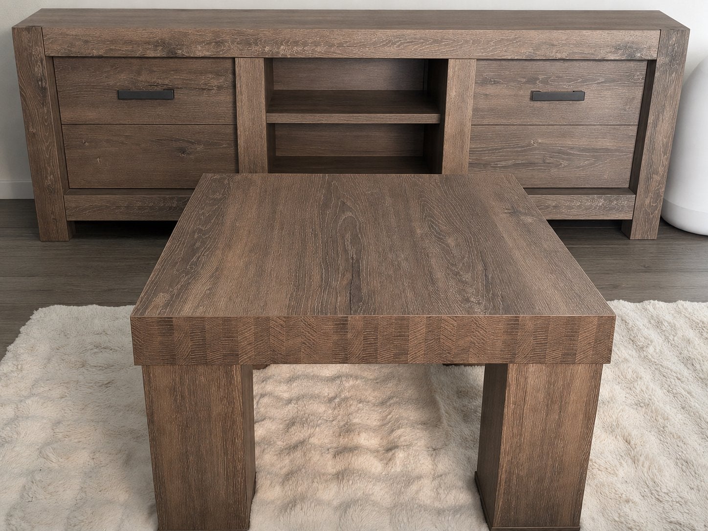 Salontafel donkerbruin houtlook 67,5 x 67,5 cm, Huis en Inrichting, Complete inboedels, Ophalen