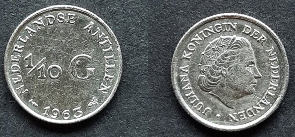 1/10 Gulden Ned. Antillen 1963 Pr, Postzegels en Munten, Munten | Nederland, Verzenden, Koningin Juliana, 10 cent, Zilver