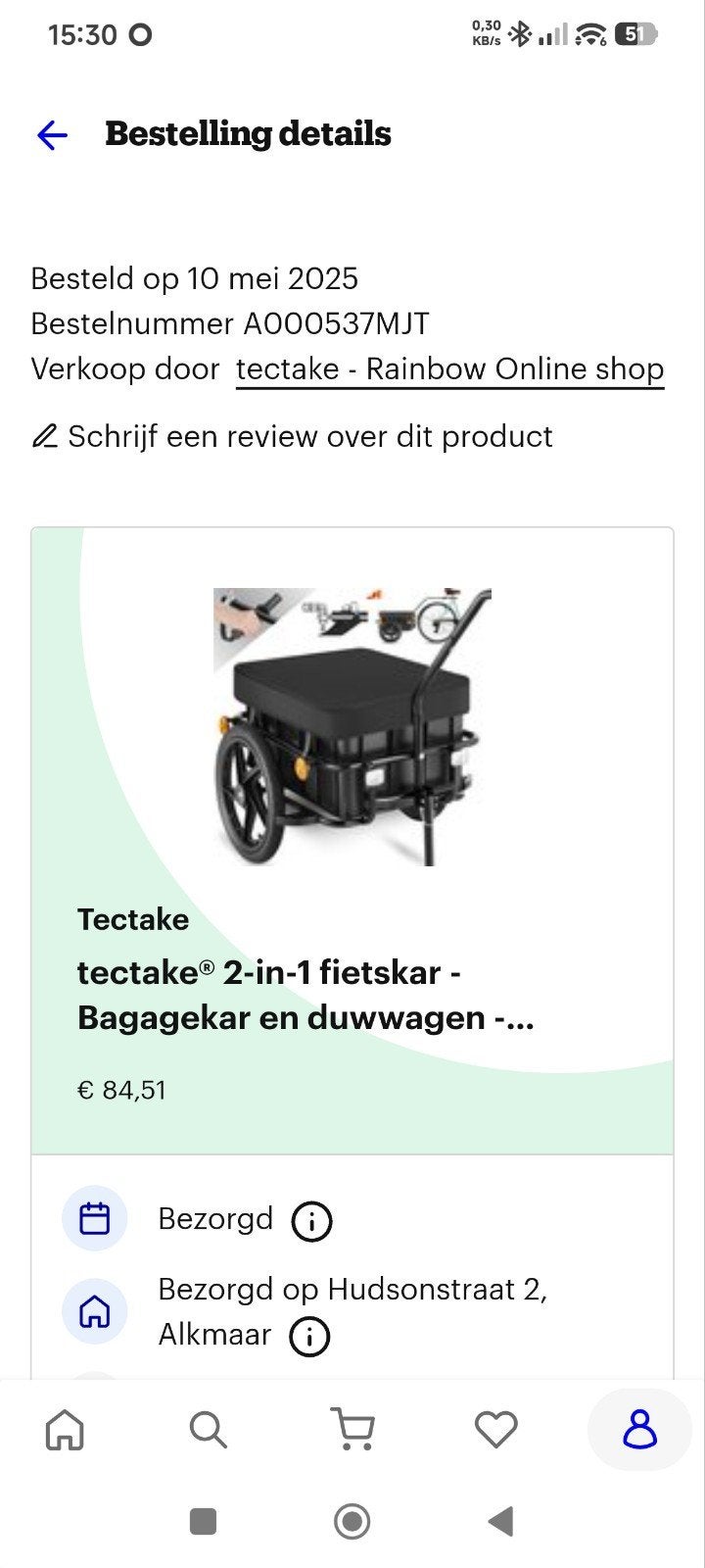 Tectake 2-in-1 Fietskar - Bagagekar en Duwwagen, Ophalen, Tectake, Bagagekar, Zo goed als nieuw