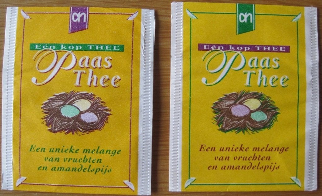 Twee verschillende theezakjes Albert Heijn - AH - pasen, Verzenden, Theezakje(s)