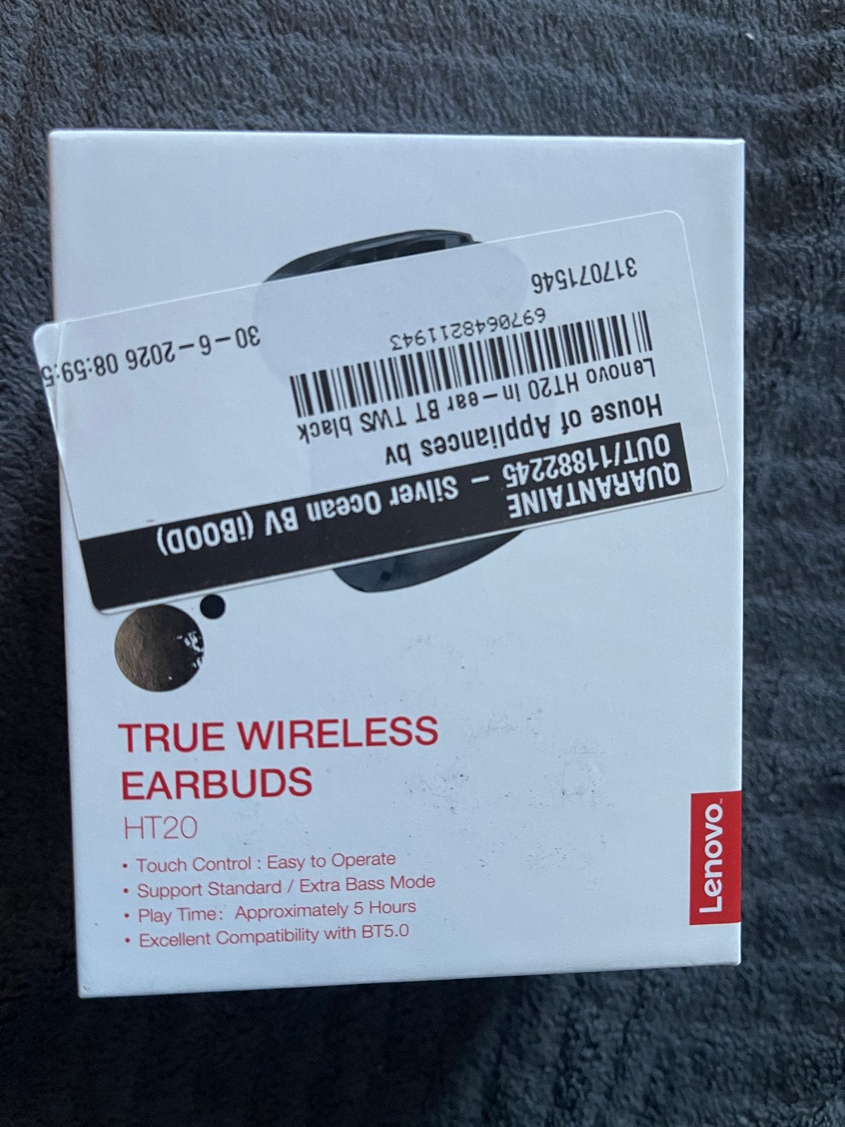 Lenovo HT20 True Wireless Bluetooth Earbuds - Zwart, In-ear, Bluetooth, Nieuw, Ophalen of Verzenden